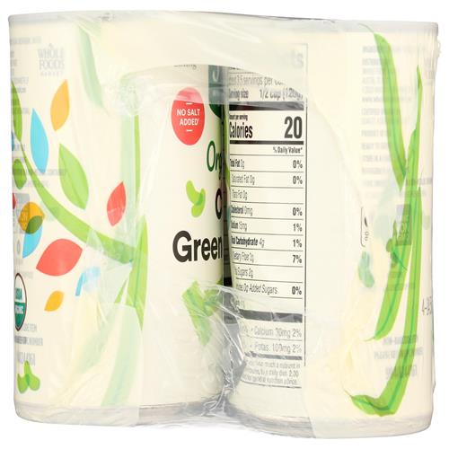 Whole Foods Market Organic No Salt Added Cut Green Beans, 14.5 Ounce, 4 Pack