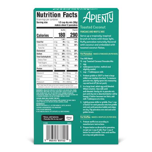 Aplenty Toasted Coconut Pancake And Waffle Mix, 16 Oz