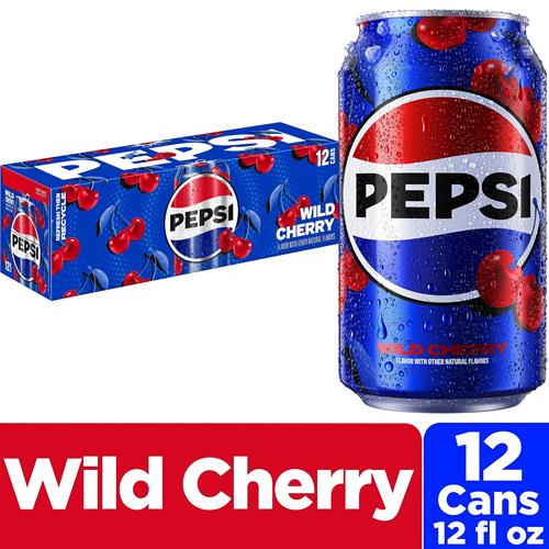 Pepsi Cola Soda, Wild Cherry, 12 Fl Oz Cans (Pack Of 12)