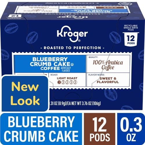 Kroger Blueberry Crumb Cake Medium Roast Coffee Pods 12 ct