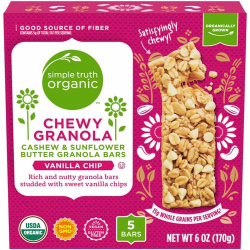 Simple Truth Organic Vanilla Chip Cashew & Sunflower Butter Energy Bars 5 ct