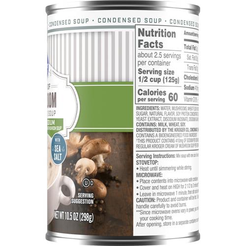 Kroger Reduced Sodium Cream of Mushroom Condensed Soup Can 10.5 oz