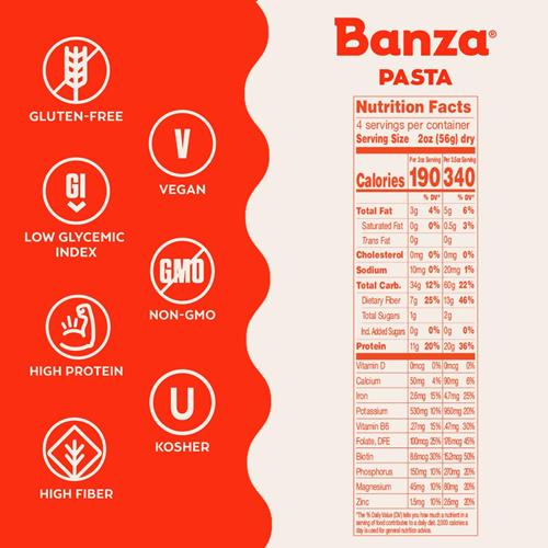 Banza Elbows Pasta From Chickpeas - Gluten Free, High Protein, And Lower Carb Protein Elbows Chickpea Pasta - 8Oz