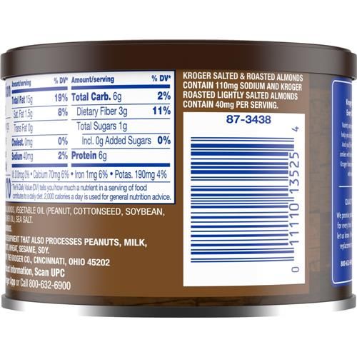Kroger Roasted Lightly Sea Salted Almonds 6 oz