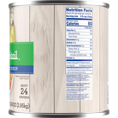 Kroger Fruit Cocktail In Extra Light Syrup 104 oz