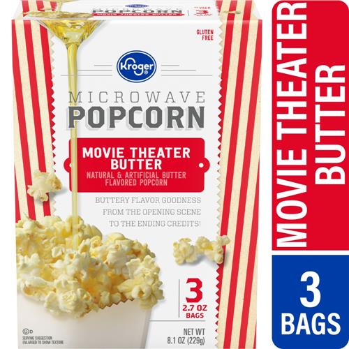 Kroger Movie Theater Butter Microwave Popcorn 3 ct / 2.7 oz