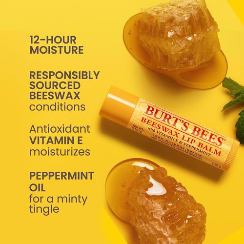 Burts Bees Beeswax Lip Balm, Lip Moisturizer With Responsibly Sourced Beeswax, Tint-Free, Natural Conditioning Lip Treatment, 1 Tube, 0.15 Oz.