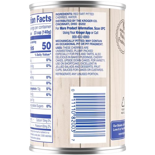 Kroger Canned Pitted Red Tart Cherries in Water 14.5 oz