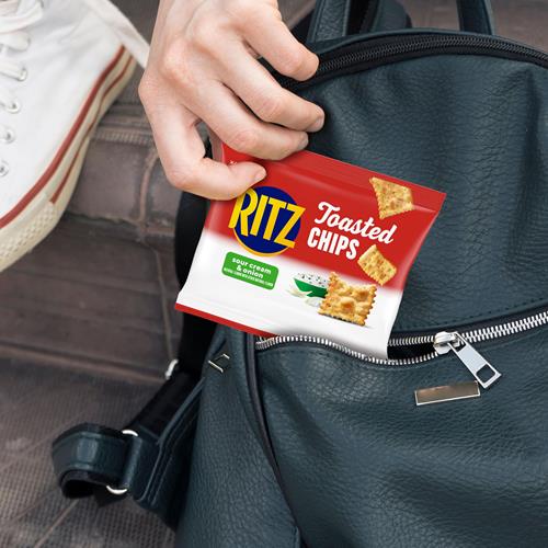 Ritz Toasted Chips Sour Cream And Onion Crackers, Lunch Snacks, 10-1.0 Oz Snack Packs