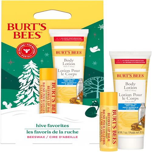 Burts Bees Hive Favorites Gift Set, Vanilla Bean Lip Balm And Milk And Honey Body Lotion, Natural Origin Skin Care And Lip Care, 0.15 Oz./1 Oz.