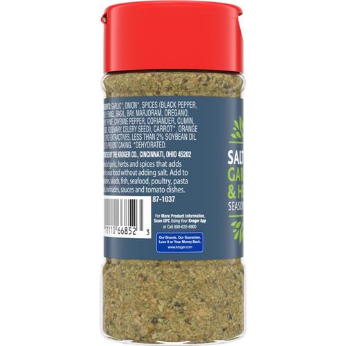 Kroger Salt Free Zesty Blend Garlic Herb Seasoning 2.5 oz