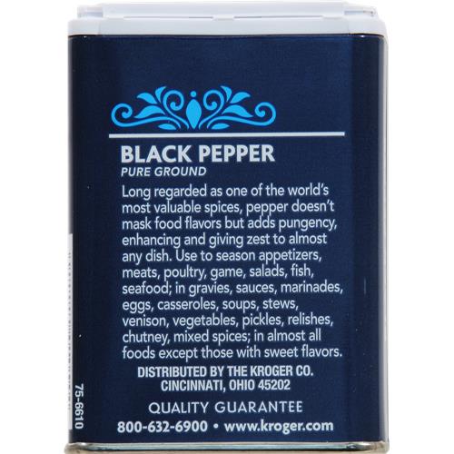 Kroger Pure Ground Black Pepper 1.85 oz