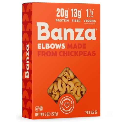Banza Elbows Pasta From Chickpeas - Gluten Free, High Protein, And Lower Carb Protein Elbows Chickpea Pasta - 8Oz
