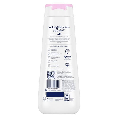 Dove Body Wash Renew Peony & Rose Oil For 24Hr Lotion-Soft Skin Moisturizing Skin Cleanser With No Sulfates No Parabens 20 Oz