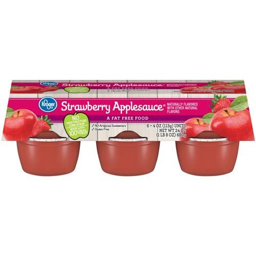 Kroger Strawberry Applesauce Cups 6 ct / 4 oz