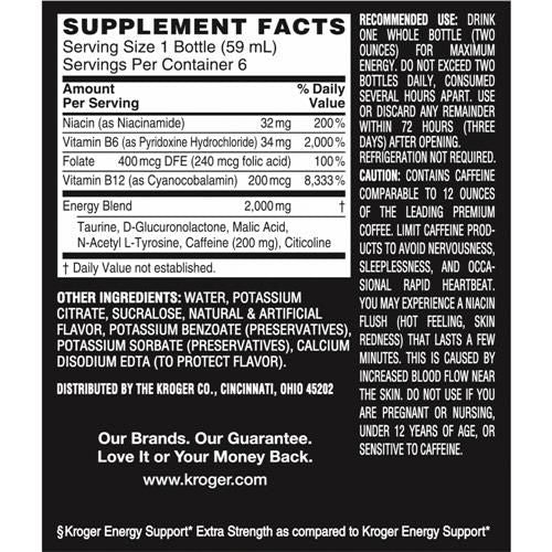 Kroger Extra Strength Grape Energy Drink Shot Multipack Bottles 6 pk / 2 fl oz