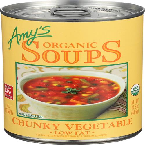 Amys Organic Chunky Vegetable Soup, Low Fat, 14.3-Ounce