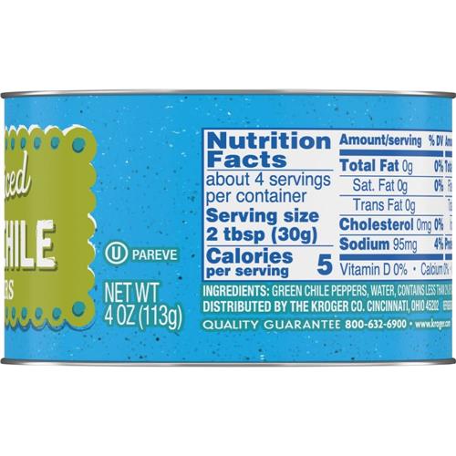 Kroger Diced Green Chile Peppers 4 oz