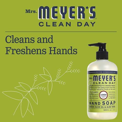 Mrs. Meyers Clean Day Liquid Hand Soap, Cruelty Free And Biodegradable Formula, Lemon Verbena Scent, 12.5 Oz
