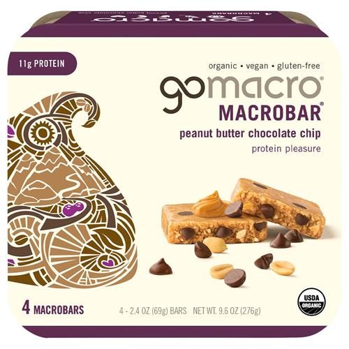 Gomacro Organic Peanut Butter Chocolate Chip Bars 4 Count, 2.4 Oz