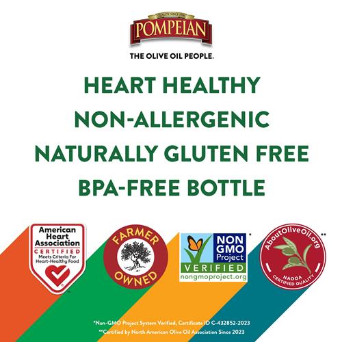 Pompeian Made Easy Drizzle Extra Virgin Olive Oil, Flavor Boost, Perfect For Boosting The Flavor Of Salads And Vegetables, American Heart Association Certified, Non-Allergenic, Non-Gmo, 16 Fl Oz