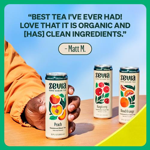 Zevia Organic Caffeine Free Sweetened Hibiscus Passionfruit Tea, 12 Fz