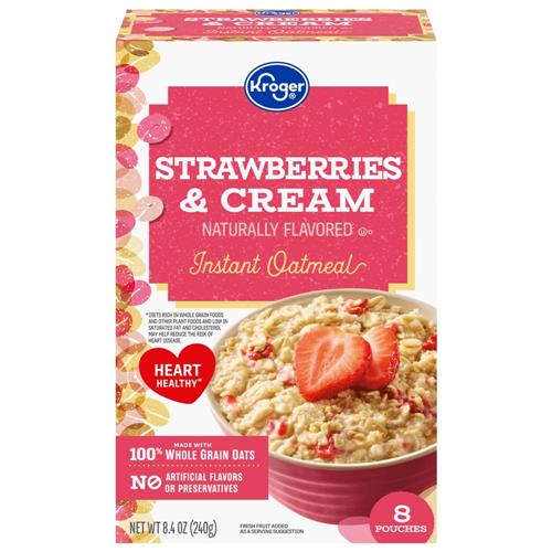 Kroger Strawberries & Cream Instant Oatmeal 8 ct