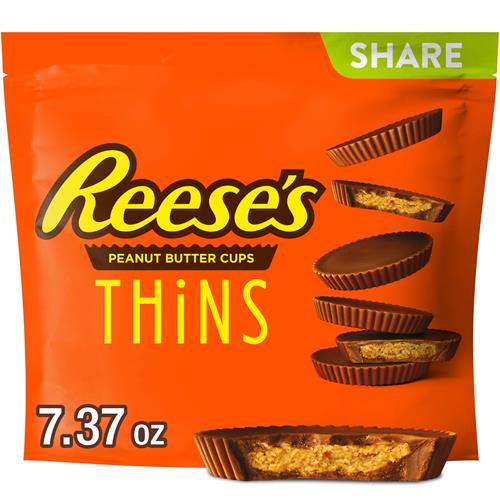 Reeses Thins Milk Chocolate Peanut Butter Cups, Candy Share Pack, 7.37 Oz