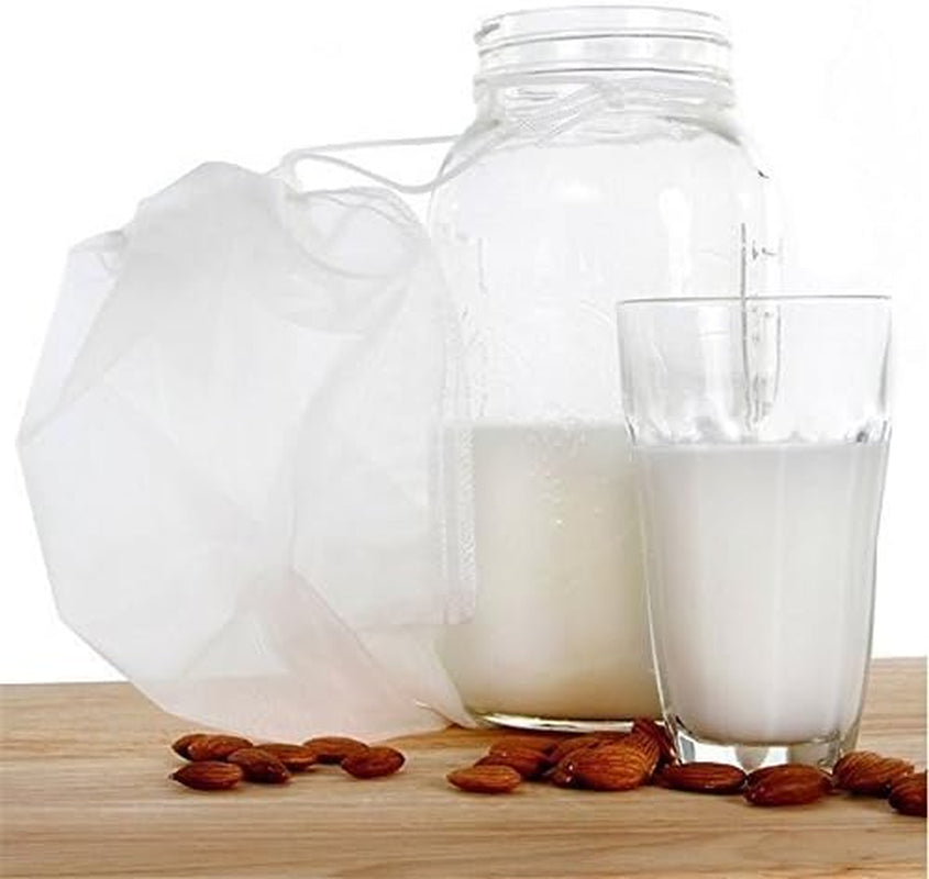 Premium Fine Mesh Food Grade Nut Milk Bag for Almond Milk/Soy Milk - Fine Mesh Nylon Cheesecloth & Cold Brew Coffee Filter, 9" X 12" (2)