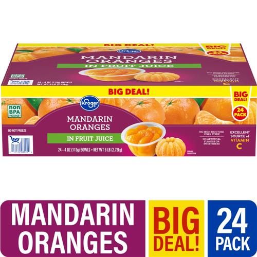 Kroger Mandarin Orange Cups in 100% Juice 24 ct / 4 oz