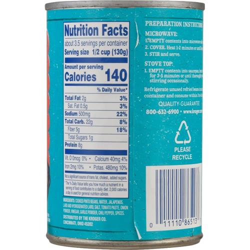 Kroger Spicy Refried Beans 16 oz