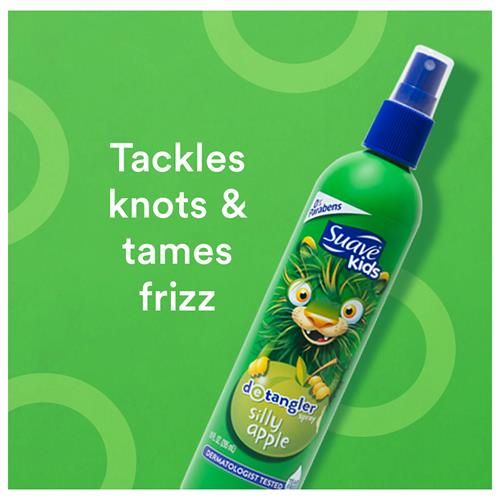 Suave Kids Detangler Spray For Tear-Free Styling Silly Apple Dermatologist-Tested Hair Detangler Formula 10 Oz