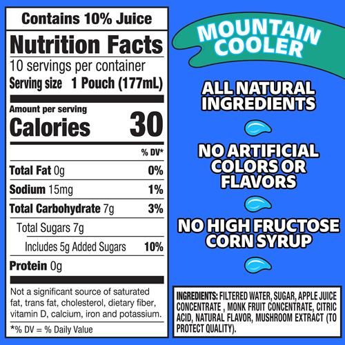 Capri Sun Mountain Cooler Mixed Fruit Naturally Flavored Kids Juice Drink (10 Ct Box, 6 Fl Oz Pouches)