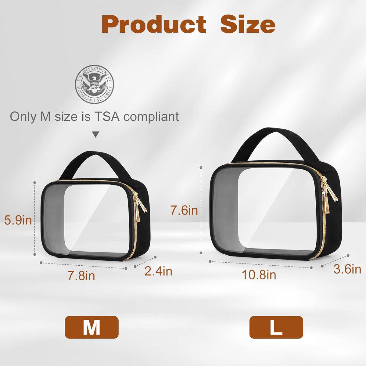 Clear Toiletry Bag, 3 Pack Clear Makeup Bags with Handles, PVC Cosmetic Bags for Women and Men, Large Opening Toiletry Bags, Black