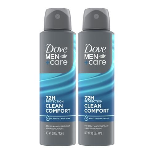 Dove Men+Care Antiperspirant Deodorant Clean Comfort Dry Spray For Men 72-Hour Sweat And Odor Protection With Triple Defense Technology 3.8 Oz