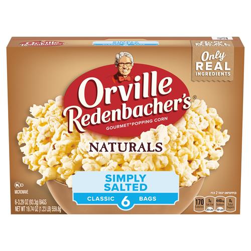 Orville Redenbachers Naturals Microwave Popcorn, Simply Salted Flavor, 3.29 Oz., 6-Count