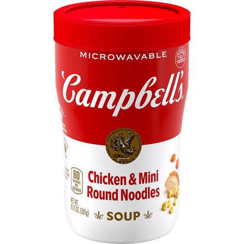 Campbells Sipping Soup, Chicken & Mini Round Noodle Soup, 10.75 Oz Microwavable Cup