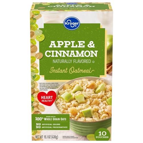 Kroger Naturally Flavored Apple & Cinnamon Instant Oatmeal 10 ct