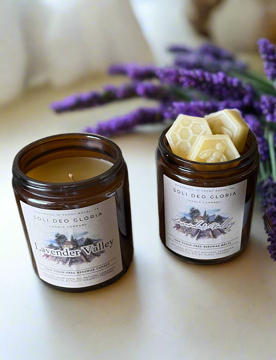 Lavender Valley Beeswax Candle | Organic Essential Oil Infused