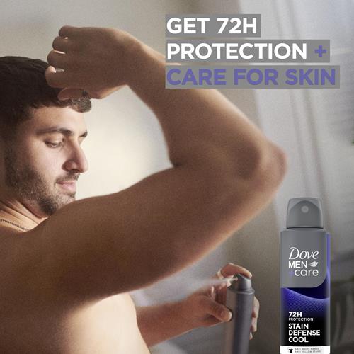 Dove Men+Care Antiperspirant Deodorant Stain Defense Cool Dry Spray For Men Anti-White Marks & Yellow Stains, 72-Hour Sweat And Odor Protection With Triple Defense Technology 3.8 Oz