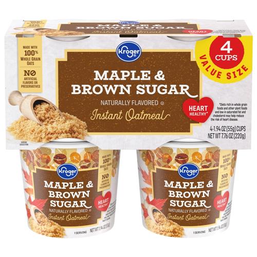 Kroger Maple & Brown Sugar Instant Oatmeal Cups 4 ct