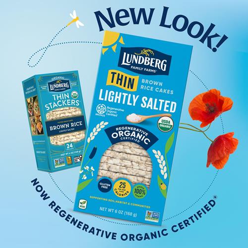 Lundberg Organic Thin Stackers, Brown Rice, Lightly Salted, Thin Rice Cakes, Gluten-Free, Vegan, Healthy Snacks, 6 Oz
