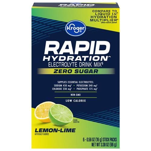 Kroger Sugar Free Electrolyte Drink Mix Lemon Lime 3.38 oz