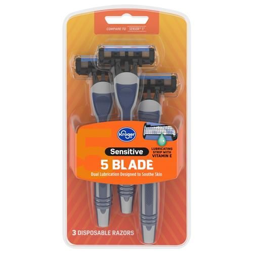 Kroger Sensitive 5 Blade Disposible Razors 3 ct