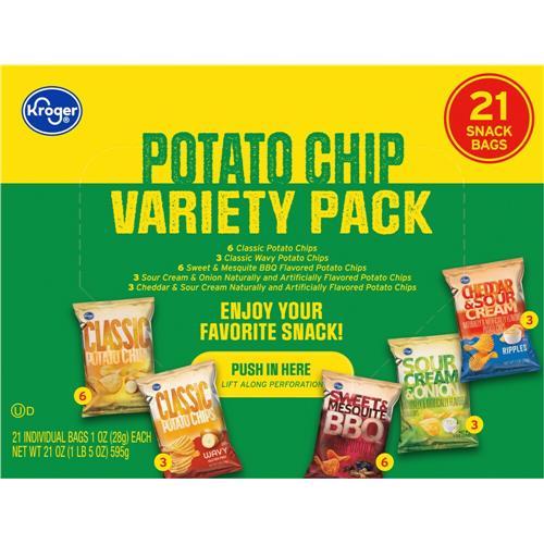 Kroger Potato Chips Variety Pack 21 ct / 1 oz