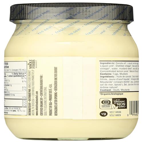 Whole Foods Market Organic Mayonnaise, 16 Fz