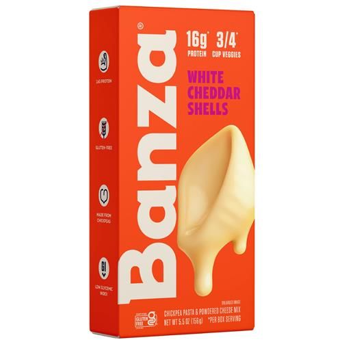 Banza Shells & White Cheddar Mac And Cheese - High Protein, Gluten Free, And Lower Carb Protein Mac And Cheese - 5.5Oz