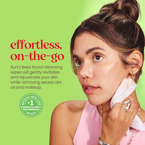 Burts Bees, Aloe Vera Face Wipes, For Sensitive Skin, Soothing Makeup Remover & Facial Cleansing Towelettes, 30 Count (1 Pack)