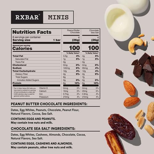 Rxbar Minis Protein Bars, Protein Snack, Snack Bars, Variety Pack, 7.3Oz Box (8 Bars)