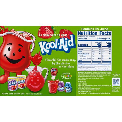Kool-Aid Jammers Strawberry Kiwi Flavored Drink, 10 Ct Box, 6 Fl Oz Pouches